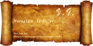 Venyige Irén névjegykártya
